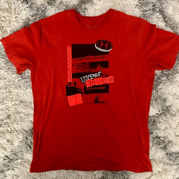 Under Armour Tee The Only Way Is Through Men’s Large Orange UA Running Outdoor - Picture 1 of 5